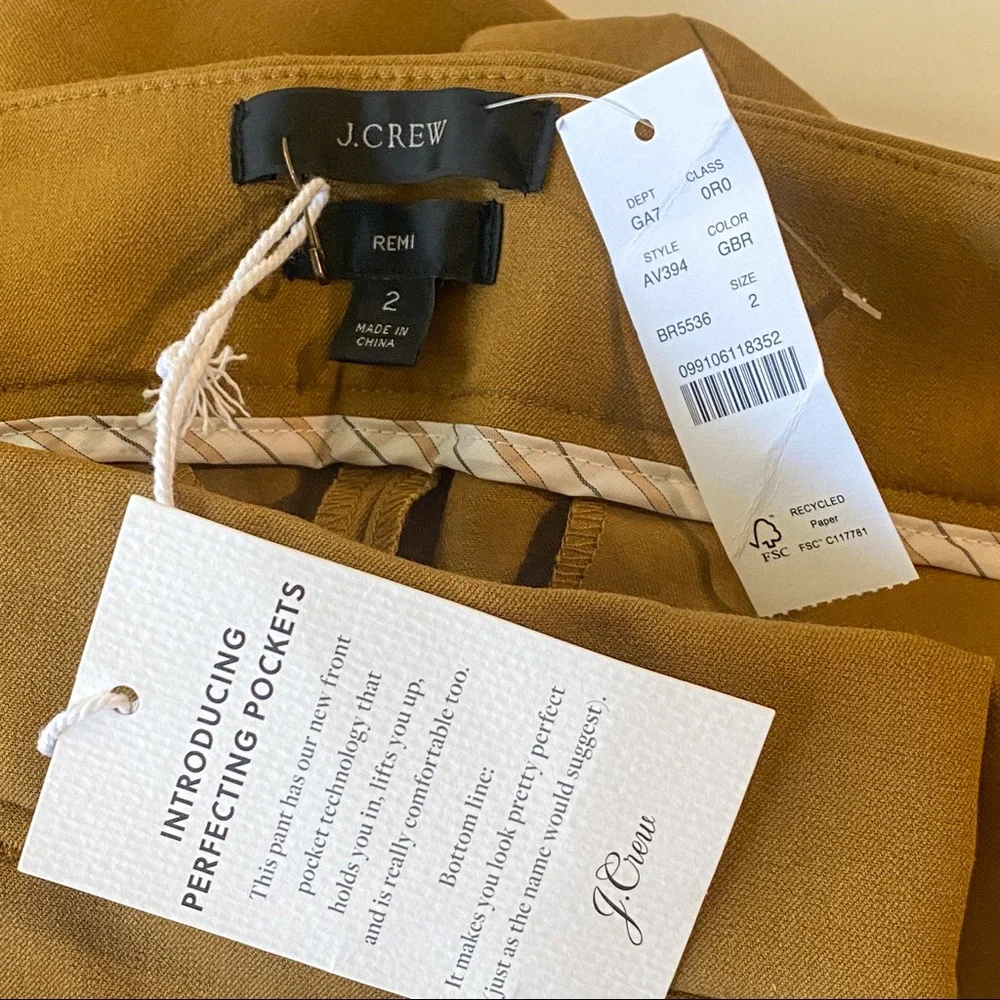 J Crew Remi Pant in Bi Stretch Cotton NWT Size 2